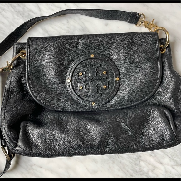 Tory Burch Handbags - Tory Burch Black Leather Crossbody Bag with Gold Hardware